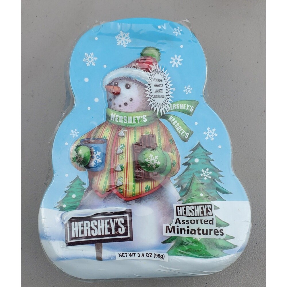 Christmas Tin Snowman Hershey's Holiday Tin Snowman Embossed Chocolate